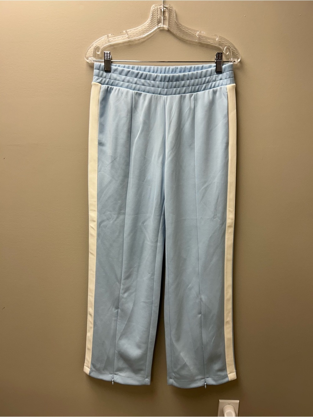 Wild Fable Women’s High Rise Blue Track Pants with White & Brown Side Stripes